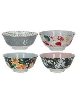 Kitchencraft Set of 4 Patterned Floral Ceramic Cereal Bowls