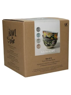 Kitchencraft Set of 4 Patterned Floral Ceramic Cereal Bowls
