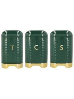 Kitchencraft Textured Geometric Tea Coffee Sugar Canisters Set