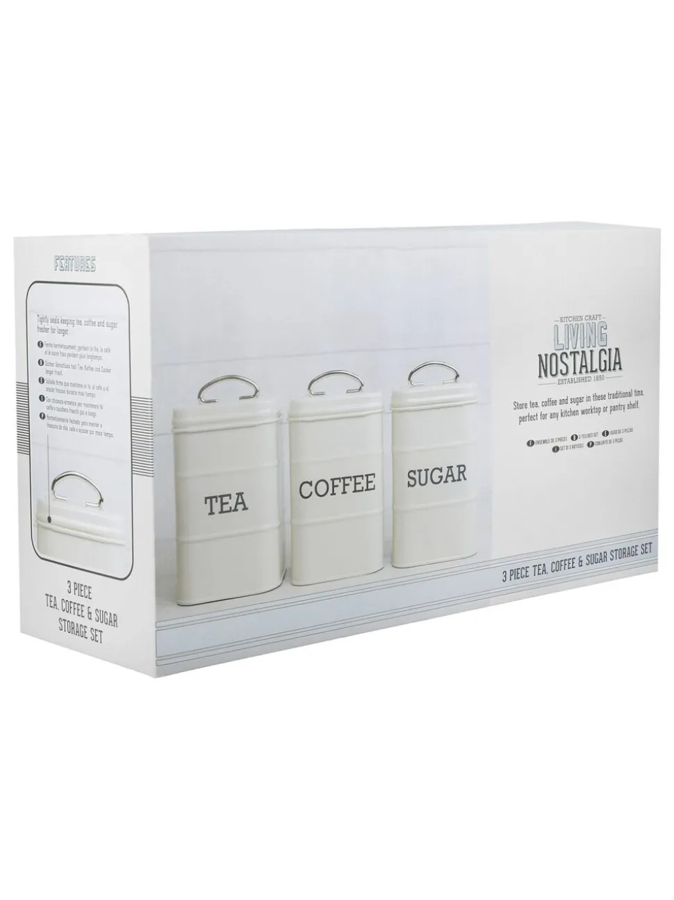 Kitchencraft Vintage-Style Coffee, Sugar and Tea Canisters