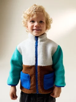 Kleurenblok - Effen fleece met rits en trechterhals (3mnd-7jr)