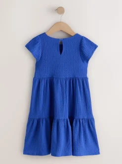 Kobaltblauw - Angel Sleeve Crinkle Dress (3-16yrs)