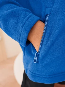 Kobaltblauw - Fleece jack met rits en zakken (3-16 jr)