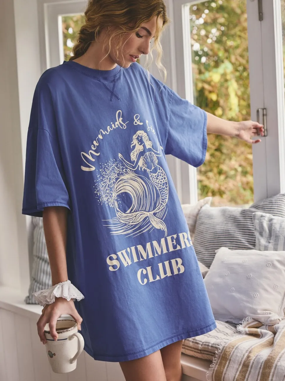 Kobaltblauw - Graphic Nightie