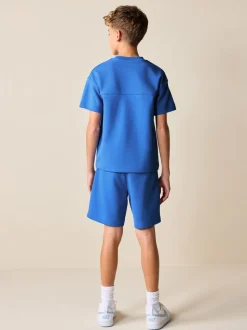 Kobaltblauw - Relaxed Fit Heavyweight T-Shirt and Shorts Set (3-16yrs)