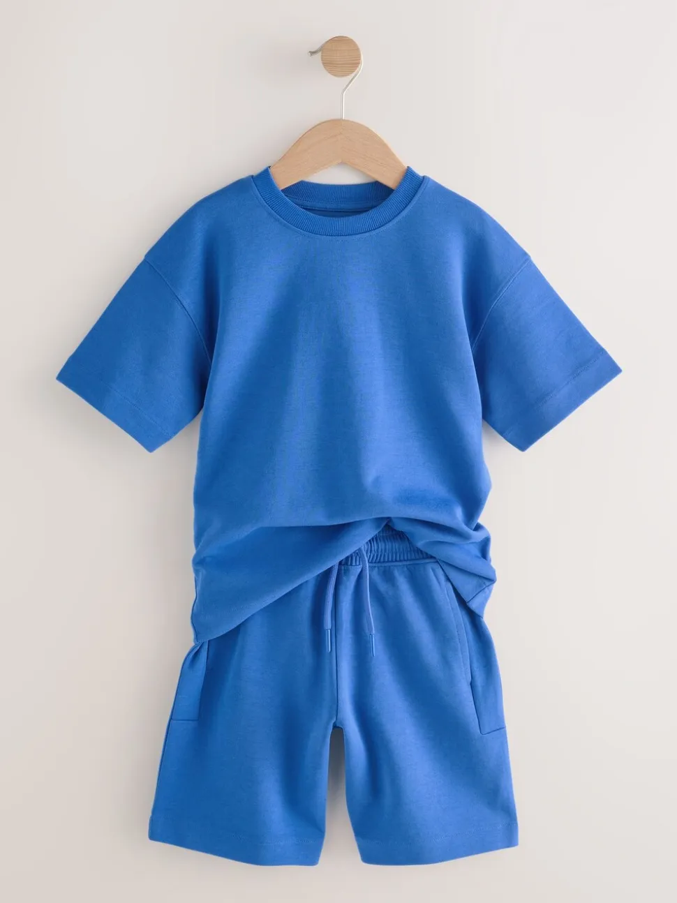Kobaltblauw - Relaxed Fit Heavyweight T-Shirt and Shorts Set (3-16yrs)
