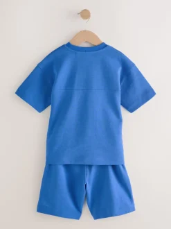 Kobaltblauw - Relaxed Fit Heavyweight T-Shirt and Shorts Set (3-16yrs)