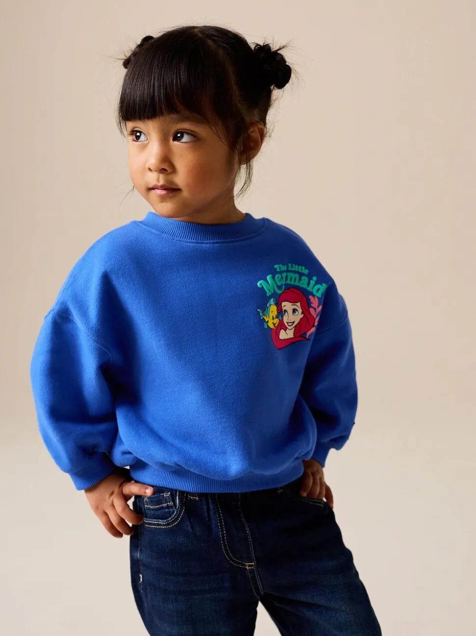 Kobaltblauw - The Little Mermaid Crew Neck Sweatshirt (3mths-7yrs)