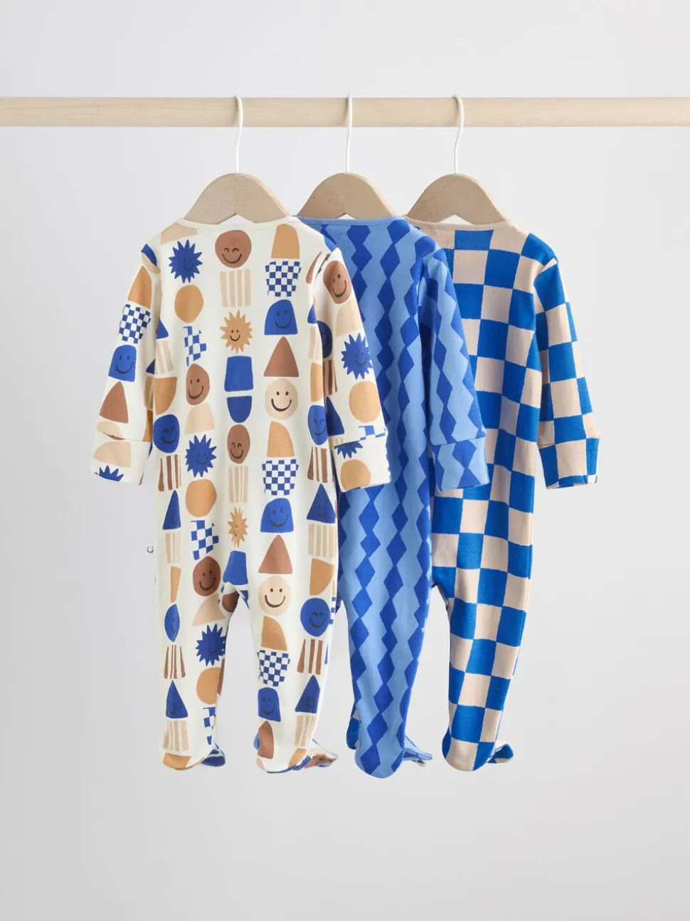 Kobaltblauw - Verpakking van 3 babypyjama's met tweewegrits (0-2jr)