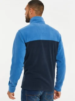 Kobaltblauw/marineblauw - Threadbare tweekleurige fleece sweatshirt met kwartrits