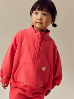 Koraalrood - Sweatshirt met kwartrits (3mnd -7jr)