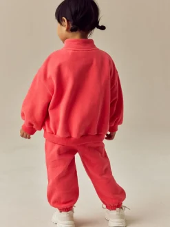 Koraalrood - Sweatshirt met kwartrits (3mnd -7jr)