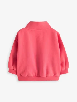 Koraalrood - Sweatshirt met kwartrits (3mnd -7jr)