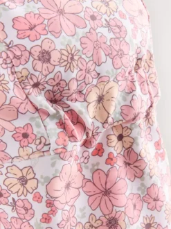 Koraalroze bloemenprint met ditsy printje - Legionnairezwemhoed (3 mnd-10 jr)