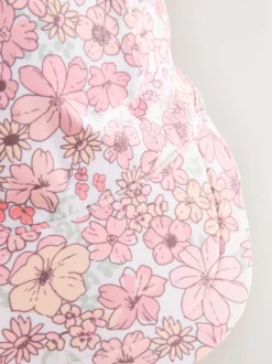Koraalroze bloemenprint met ditsy printje - Legionnairezwemhoed (3 mnd-10 jr)