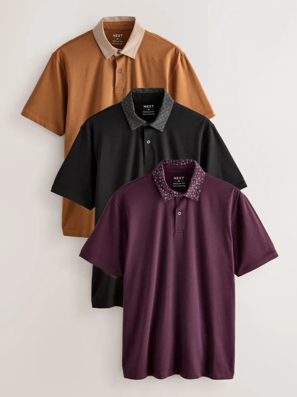 Kraag met bessenprint - Set van 3 jersey poloshirts met korte mouwen