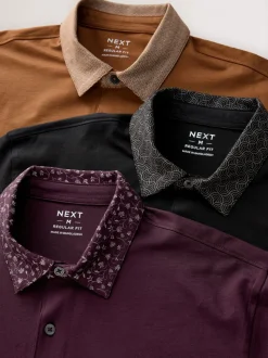 Kraag met bessenprint - Set van 3 jersey poloshirts met korte mouwen