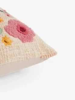 Kussen met geborduurde bloemenvaas van 100% katoen 50 x 30cm