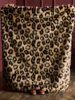 Lange sprei van imitatiebont met luipaardprint