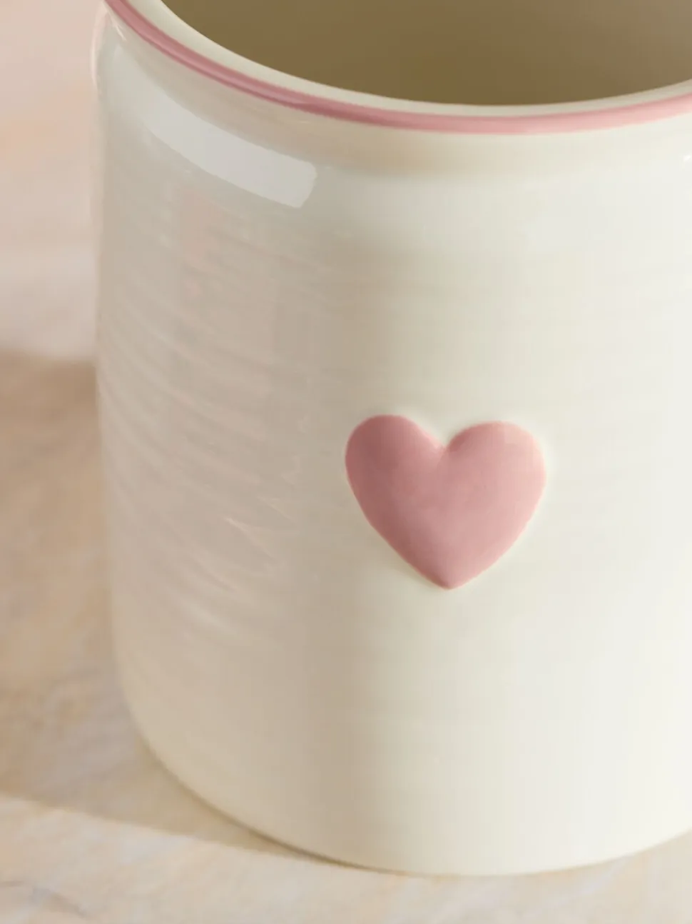 Large Ceramic Heart Utensil Pot
