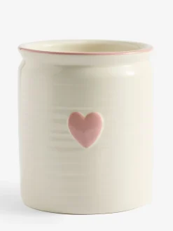 Large Ceramic Heart Utensil Pot