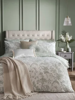 Laura Ashley 100% Cotton Percale 200 Thead Count Lloyd Duvet Cover and Pillowcase Set