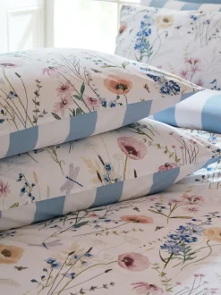Laura Ashley 100% Cotton Percale 200 Thead Count Alford Meadow Duvet Cover and Pillowcase Set