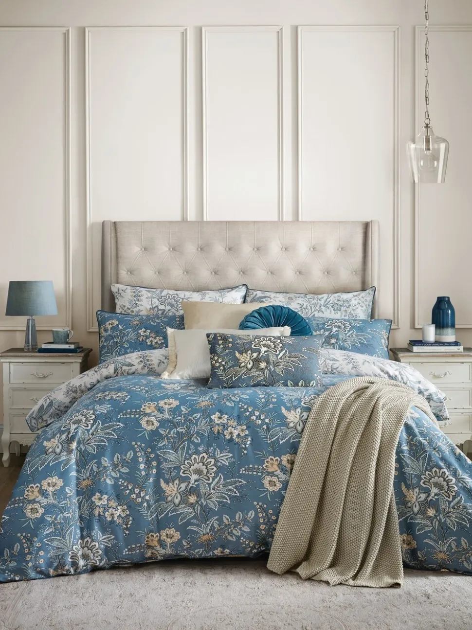 Laura Ashley 100% Cotton Sateen 200 Thread Count Marlbrook Duvet Cover and Pillowcase Set