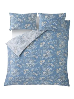 Laura Ashley 100% Cotton Sateen 200 Thread Count Marlbrook Duvet Cover and Pillowcase Set