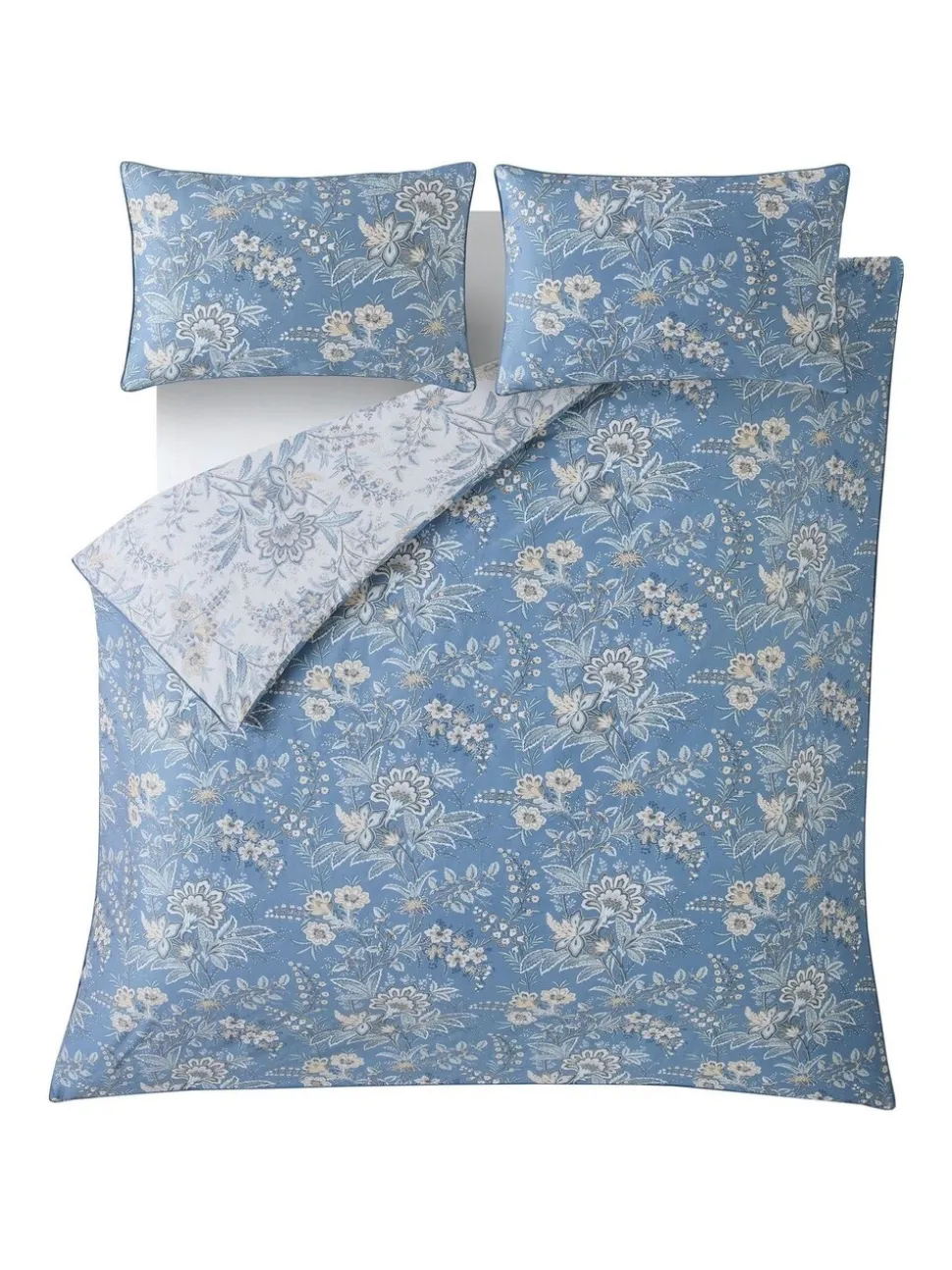 Laura Ashley 100% Cotton Sateen 200 Thread Count Marlbrook Duvet Cover and Pillowcase Set