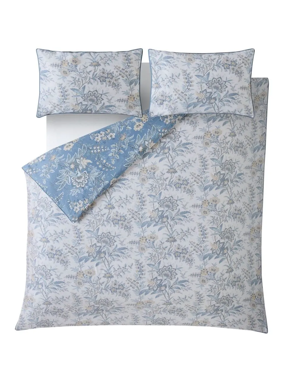 Laura Ashley 100% Cotton Sateen 200 Thread Count Marlbrook Duvet Cover and Pillowcase Set