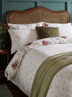 Laura Ashley 100% Cotton Sateen 220 Thread Count Pallington Bloom Duvet Cover and Pillowcase Set