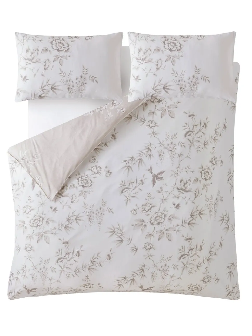 Laura Ashley 100% Cotton Sateen 220 Thread Count Rowsham Garden Duvet Cover and Pillowcase Set