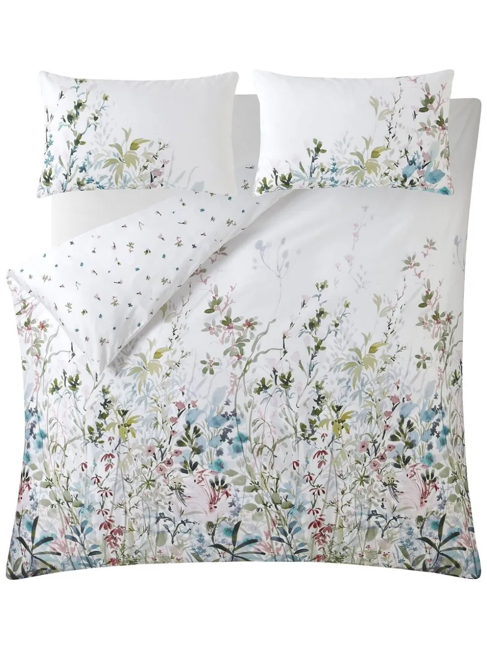 Laura Ashley 100% katoensatijn 220 thread count Pointon Fields dekbedovertrek- en kussensloopSet