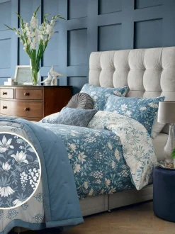 Laura Ashley 100% katoensatijn 200 draads Parterre dekbedovertrek- en kussensloopset