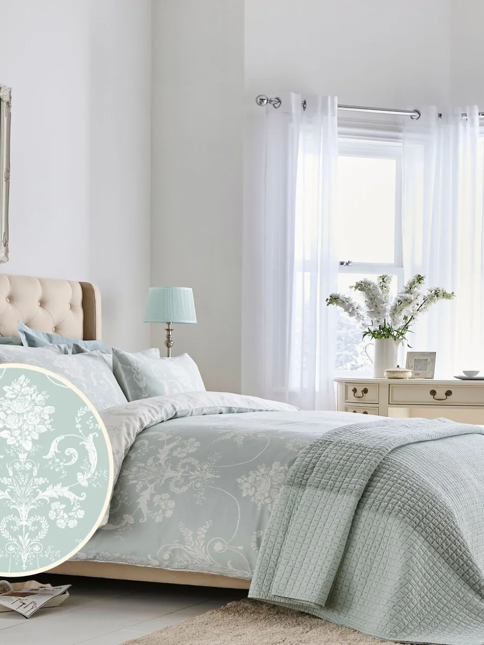 Laura Ashley 100% katoensatijn 200 -draads Josette dekbedovertrekset met kussenslopen