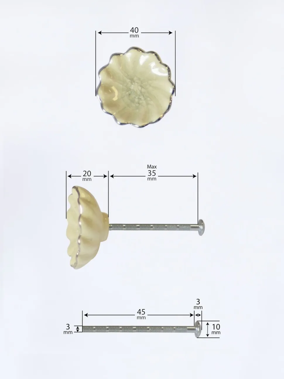 Laura Ashley 4 Pack Ceramic Metallic Edge Drawer Knobs