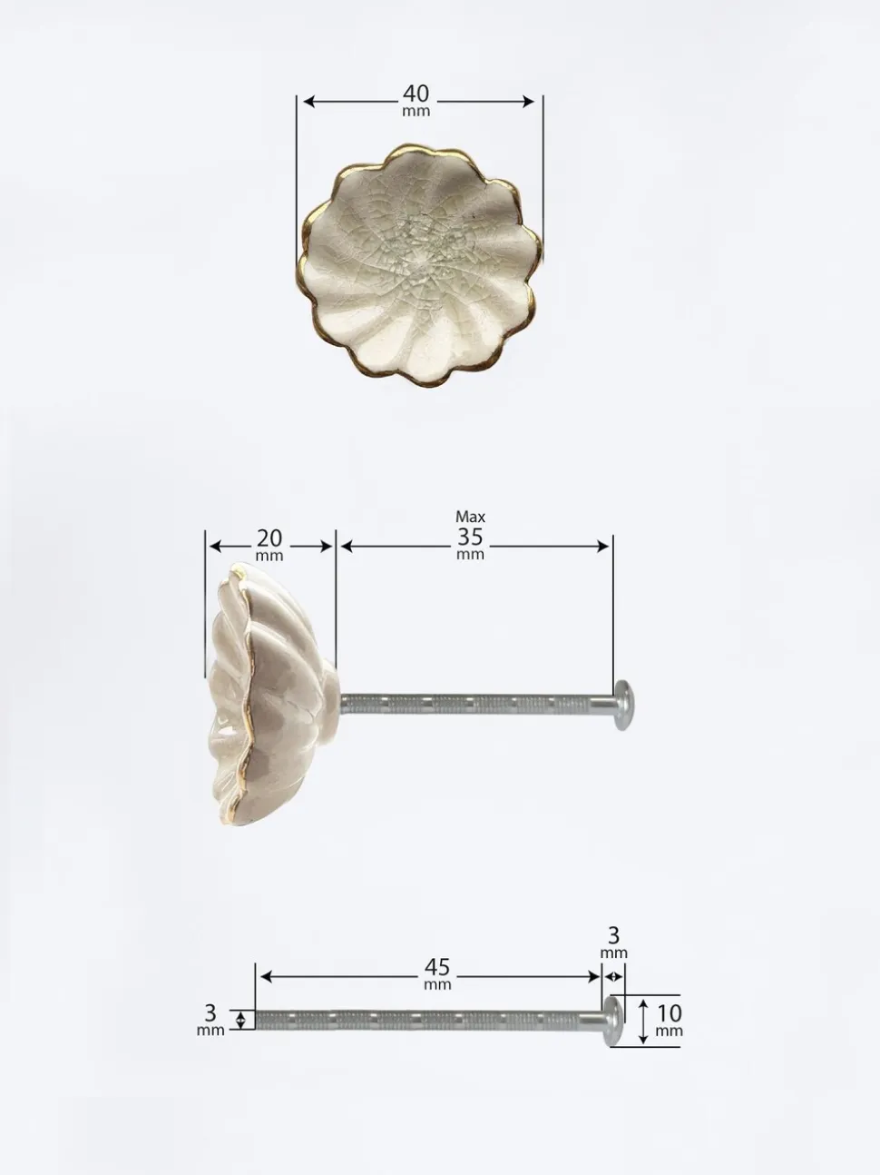 Laura Ashley 4 Pack Ceramic Metallic Edge Drawer Knobs