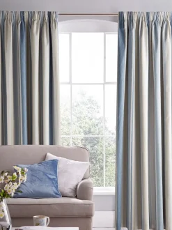 Laura Ashley Awning Stripe Blackout/Thermal Pencil Pleat Curtains