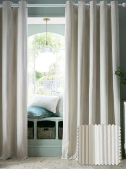 Laura Ashley Cornish Chenille Stripe Eyelet Curtains