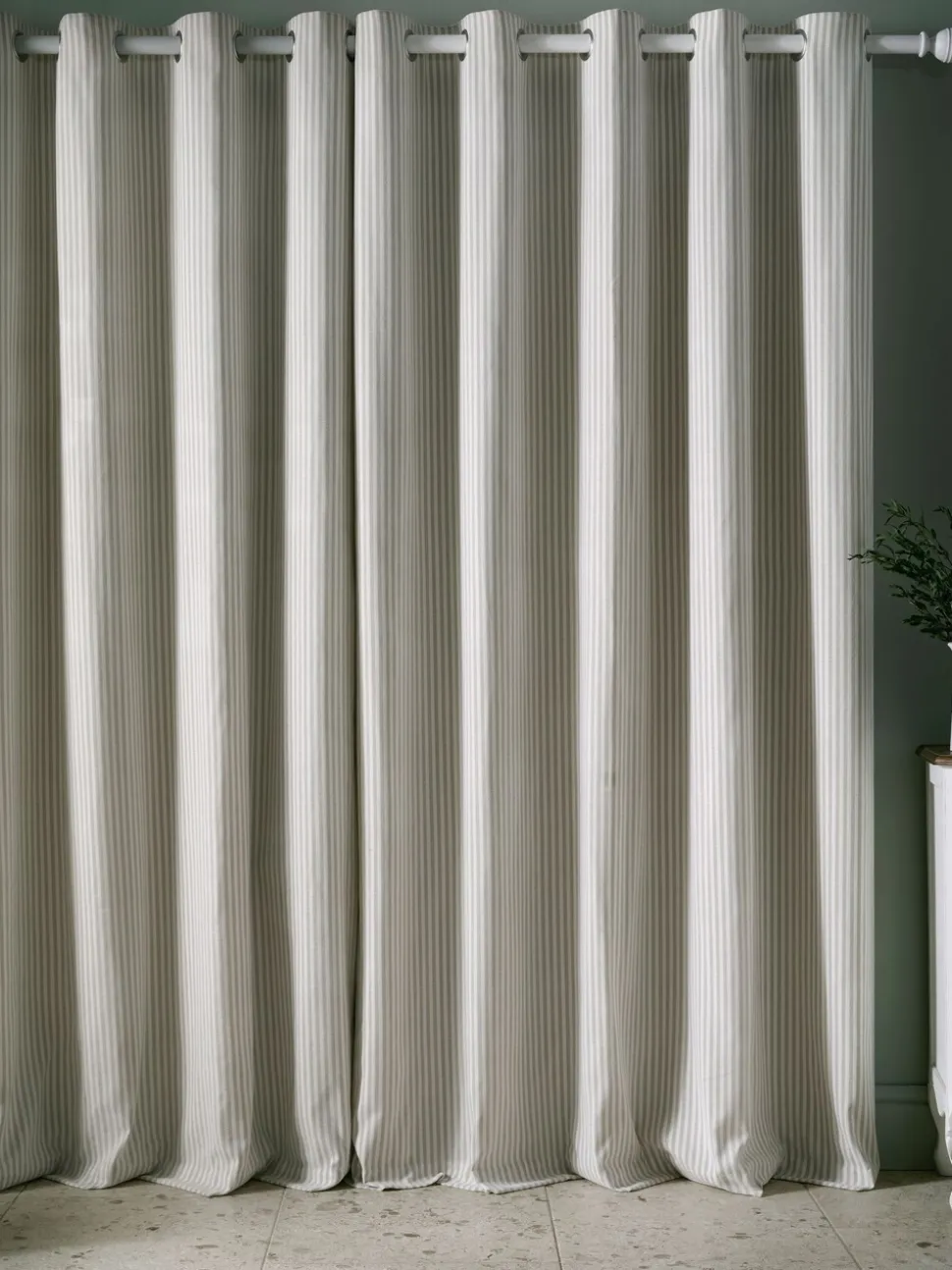 Laura Ashley Cornish Chenille Stripe Eyelet Curtains