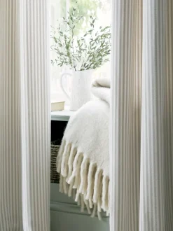 Laura Ashley Cornish Chenille Stripe Eyelet Curtains