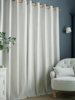 Laura Ashley Cornish Chenille Stripe Eyelet Curtains