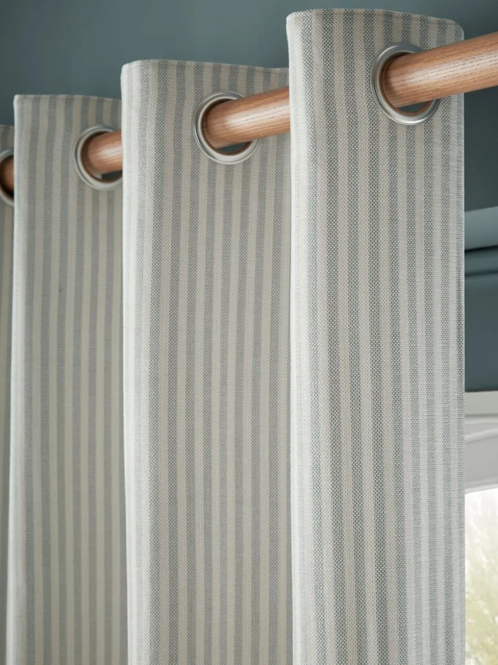 Laura Ashley Cornish Chenille Stripe Eyelet Curtains