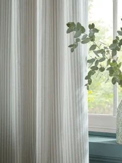 Laura Ashley Cornish Chenille Stripe Eyelet Curtains