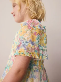 Laura Ashley geplooide strokenjurk met ruches