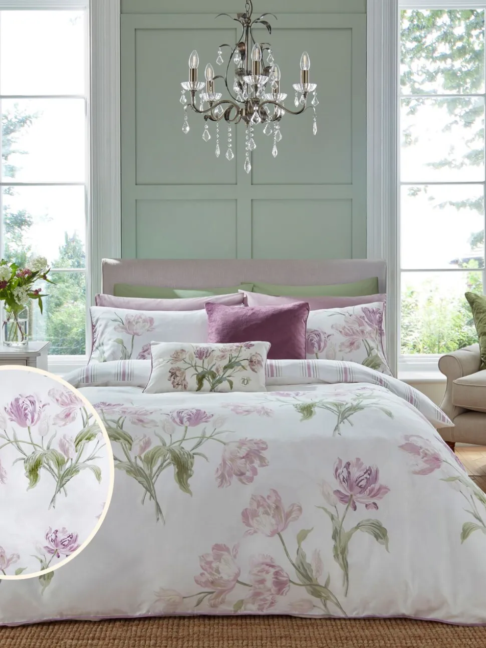 Laura Ashley Gosford set van dekbedovertrek en kussenslopen van 220-draads 100% katoen