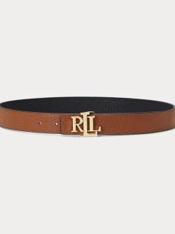 Lauren Ralph Lauren 2,5cm Omkeerbare kiezelkleurige leren riem met logo