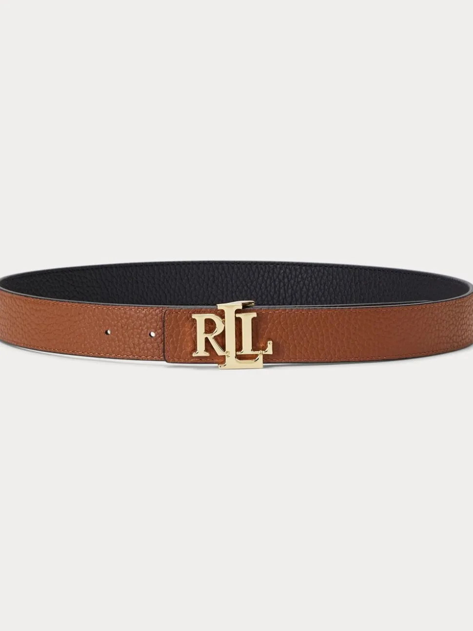 Lauren Ralph Lauren 2,5cm Omkeerbare kiezelkleurige leren riem met logo