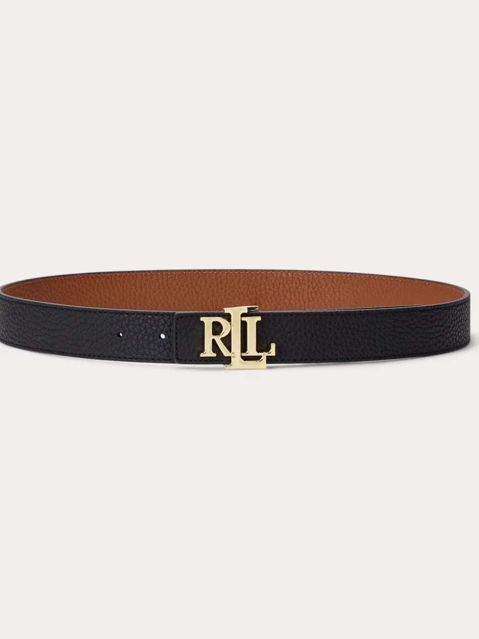 Lauren Ralph Lauren 2,5cm Omkeerbare kiezelkleurige leren riem met logo